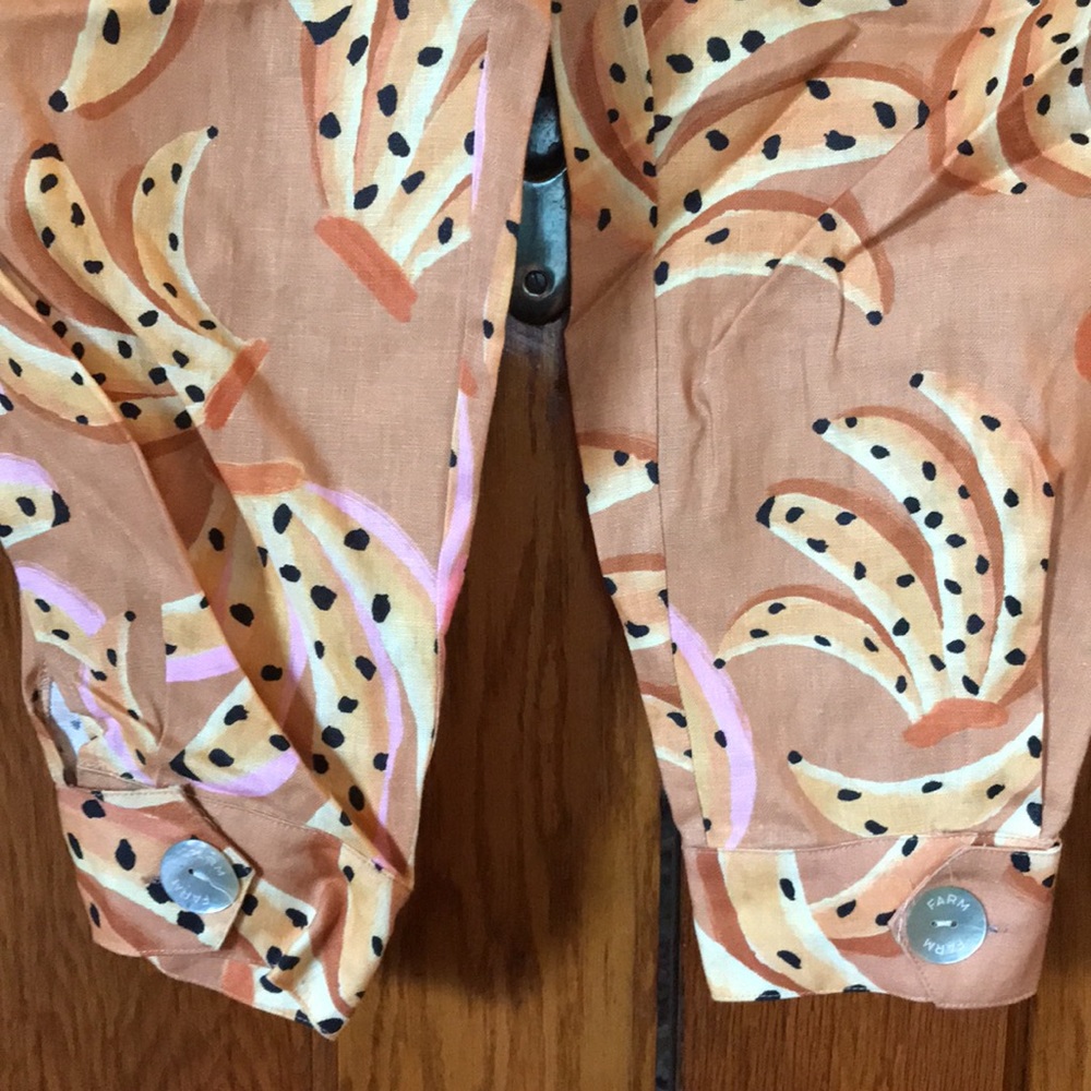 Farm Rio Carmel Raining Bananas Puff Sleeve Jumpsuit sizes S and M NWT - Picture 10 of 16